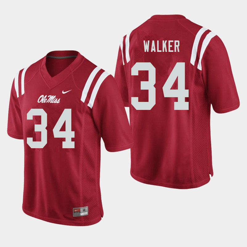 Jakwaize Walker Ole Miss Rebels NCAA Men's Red #34 Stitched Limited College Football Jersey SXN4258PP